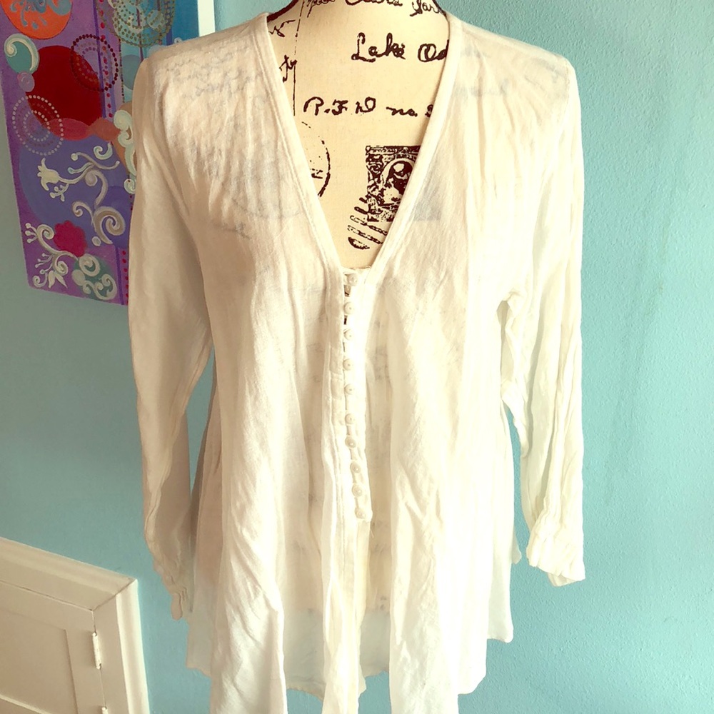 Cotton gauze button tunic size